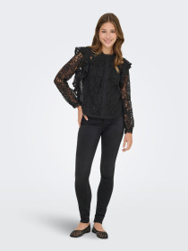 ONLY Blonde Bluse Karo Lace Black